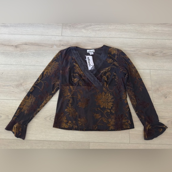 effeci Tops - Vintage effeci Elegance Floral Top - Brown